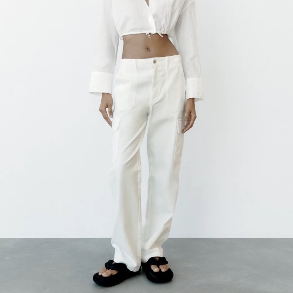 Zara White Cargo Pants